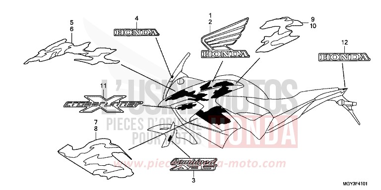 MARQUE (2) von VFR800X „Crossrunner“ MAT BULLET SILVER (NH389) von 2013